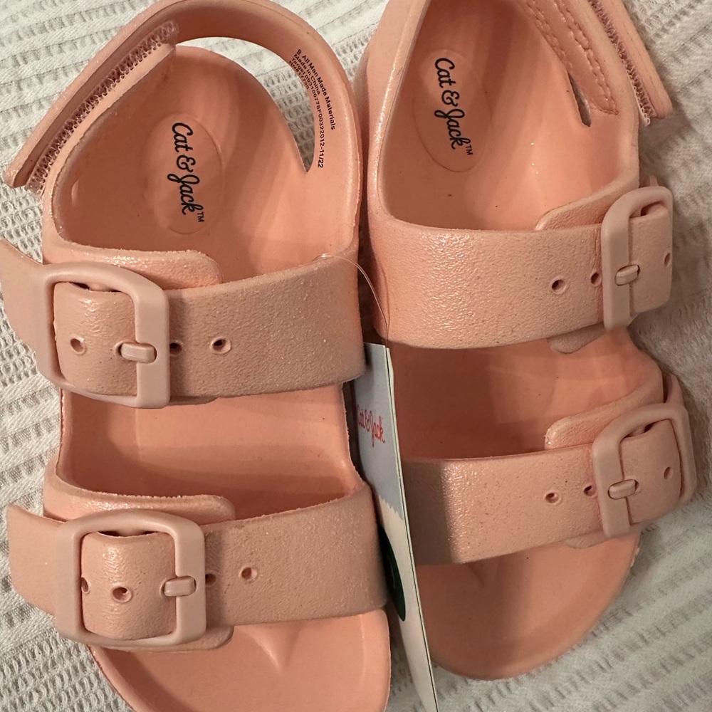 Cat & Jack Pink Sandals with Adjustable Ankle Strap - Picture 2 of 4